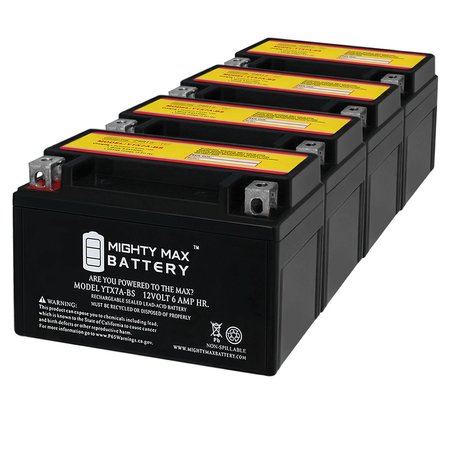 MIGHTY MAX BATTERY YTX7A-BS Battery Replacement for Derbi Dxr 125 2005 - 4PK MAX3926540